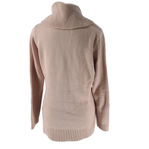 Calvin Klein mockneck Fisherman sweater pink size Medium Office church preppy - Picture 2 of 6